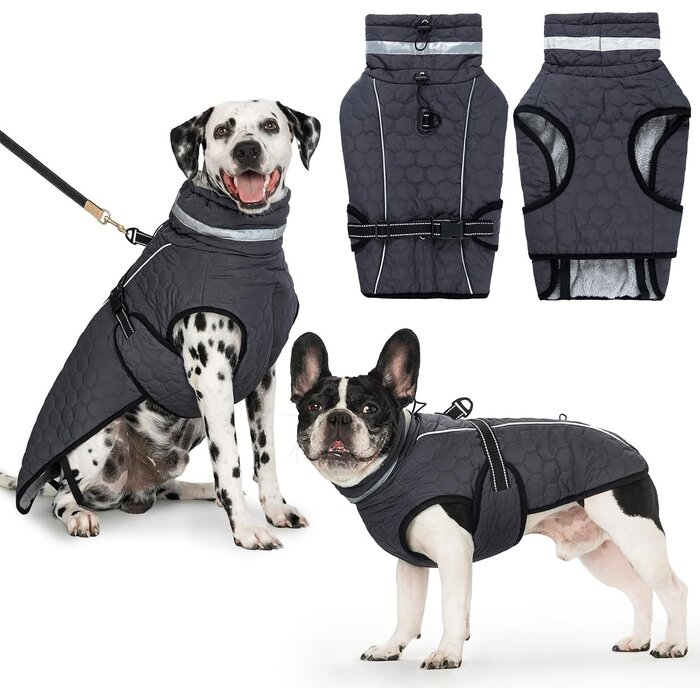 Manteau d'hiver pour chien avec harnais intégré - Jusqu'à -58% !