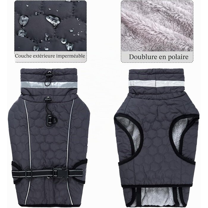 Manteau d'hiver pour chien avec harnais intégré - Jusqu'à -58% !