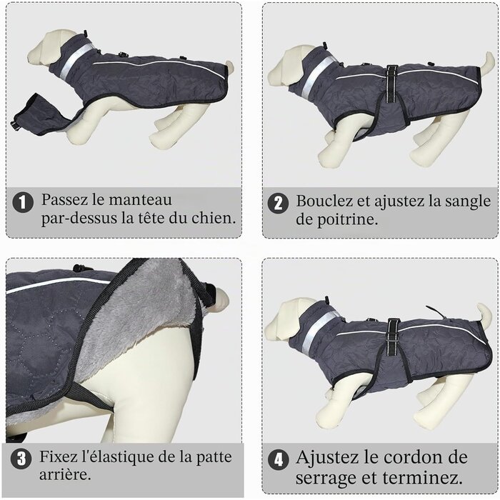 Manteau d'hiver pour chien avec harnais intégré - Jusqu'à -58% !
