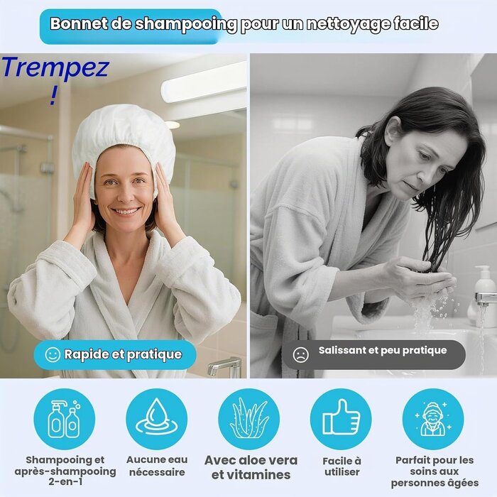 6 Bonnets de shampooing sans rinçage hydratants - Jusqu'à -58%
