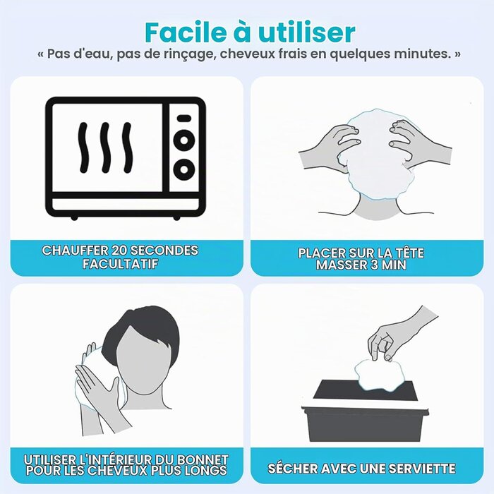 6 Bonnets de shampooing sans rinçage hydratants - Jusqu'à -58%