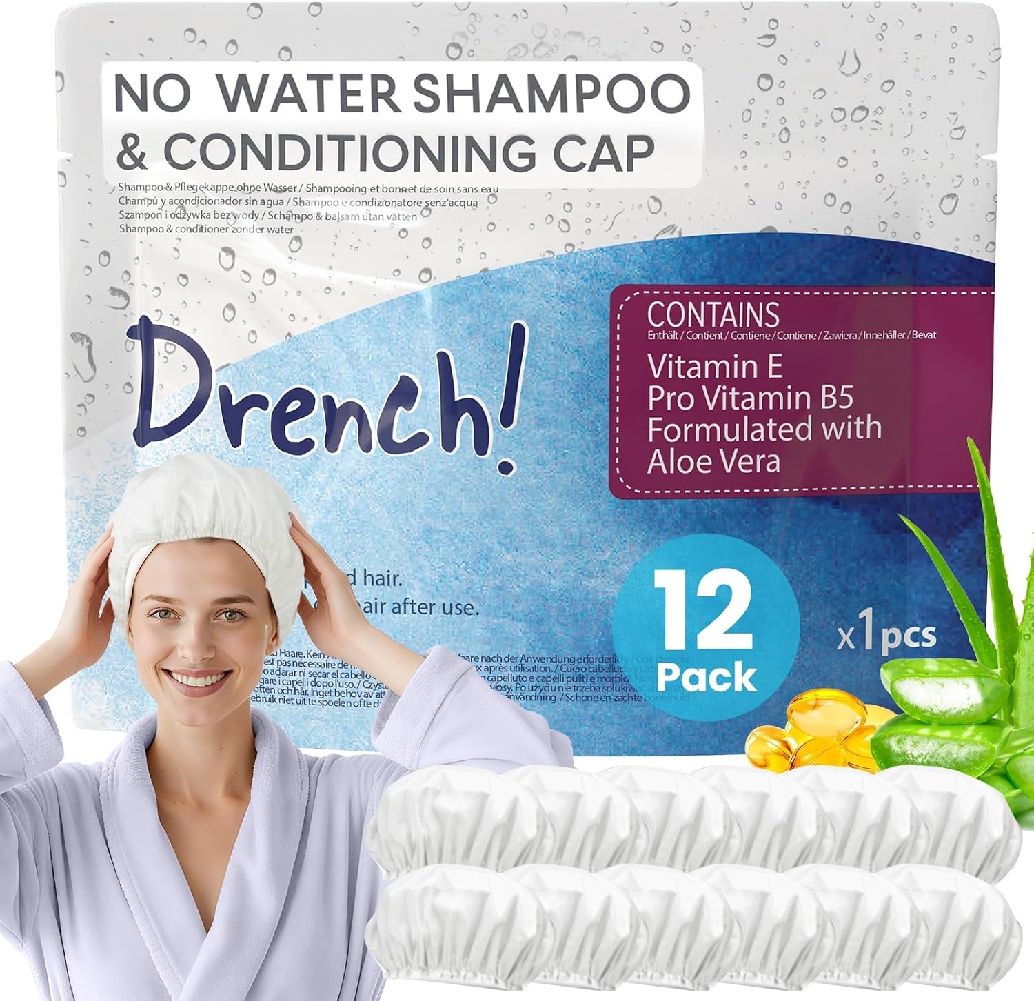 6 Bonnets de shampooing sans rinçage hydratants - Jusqu'à -58%