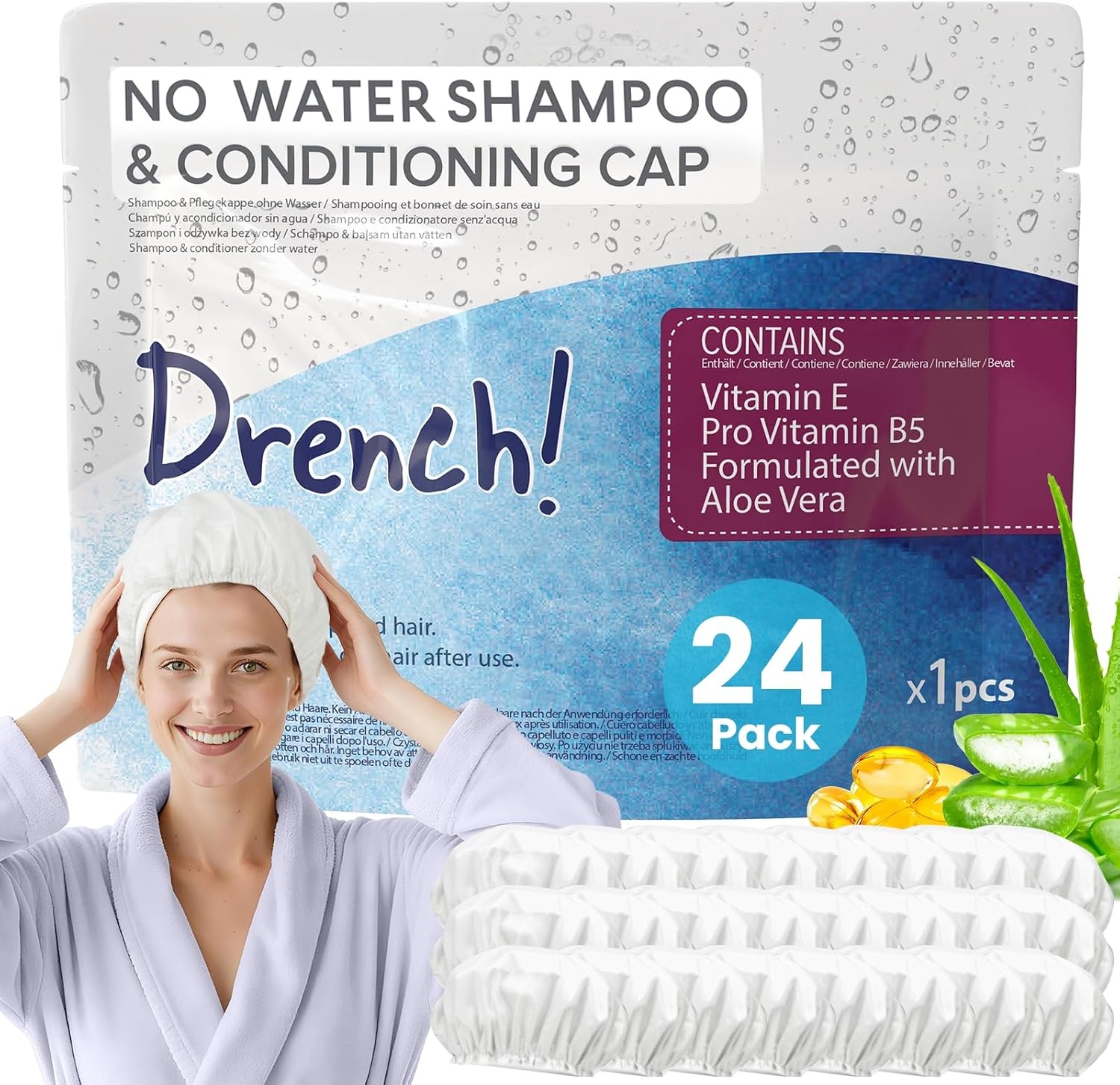 6 Bonnets de shampooing sans rinçage hydratants - Jusqu'à -58%