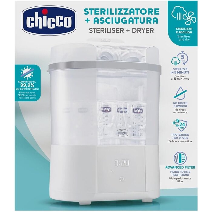 Chicco Stérilisateur vapeur et sèche-biberon jusqu'à 6 flacons - Jusqu'à -64%