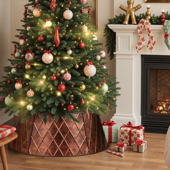 Cache-pied de sapin métal cuivre 90 cm - Jusqu'à -60% sur les modèles