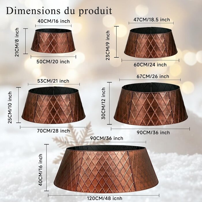 Cache-pied de sapin métal cuivre 90 cm - Jusqu'à -60% sur les modèles