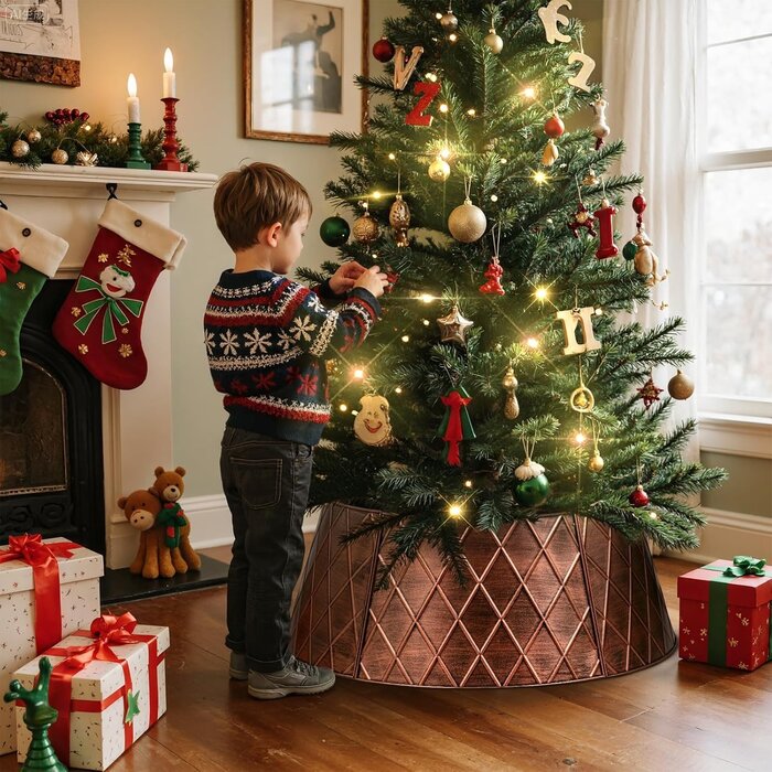 Cache-pied de sapin métal cuivre 90 cm - Jusqu'à -60% sur les modèles