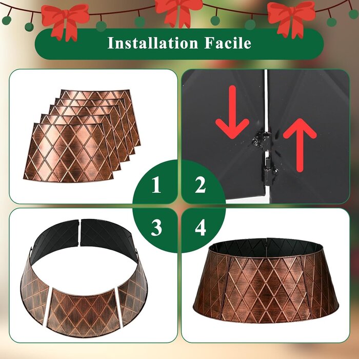 Cache-pied de sapin métal cuivre 90 cm - Jusqu'à -60% sur les modèles