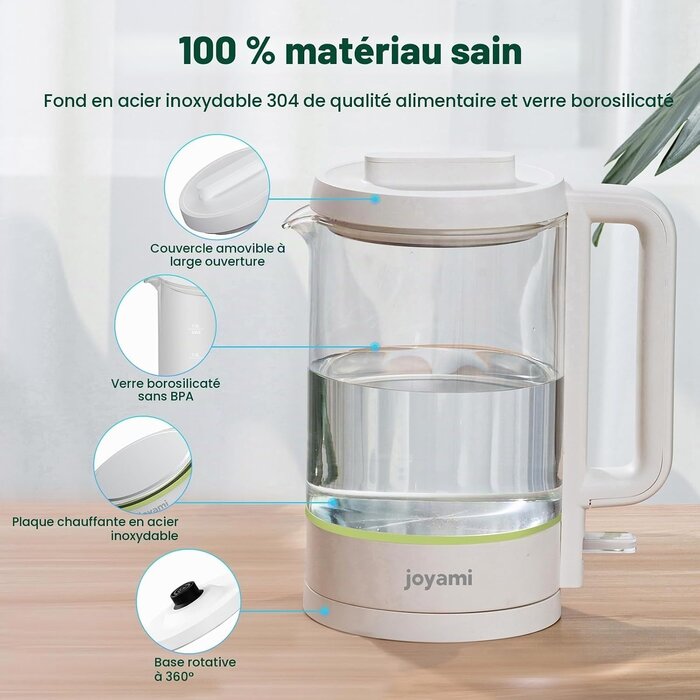 Bouilloire électrique en verre 1,5 L - Design blanc - Jusqu'à 30% de remise