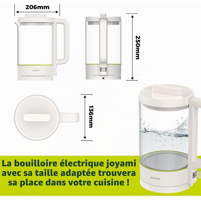 Bouilloire électrique en verre 1,5 L - Design blanc - Jusqu'à 30% de remise