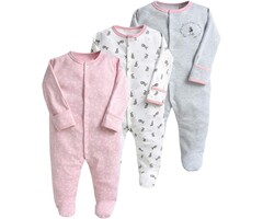 Lot de 3 pyjamas bébé en coton gris - Jusqu'à 60% de réduction