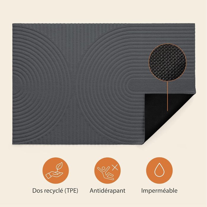 Paillasson 70x120 cm Anthracite - Antidérapant - Jusqu'à -56% de remise
