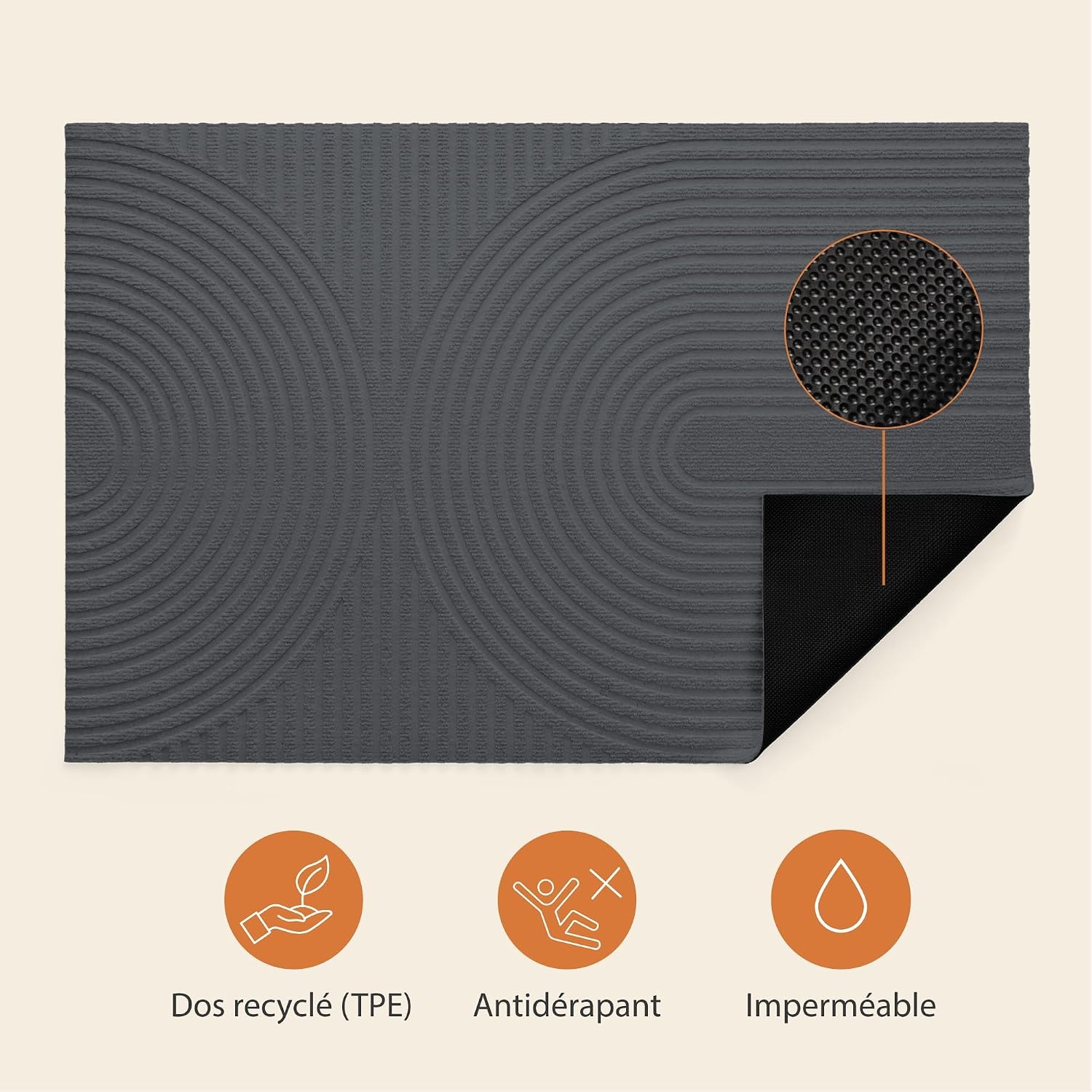 Paillasson 70x120 cm Anthracite - Antidérapant - Jusqu'à -56% de remise