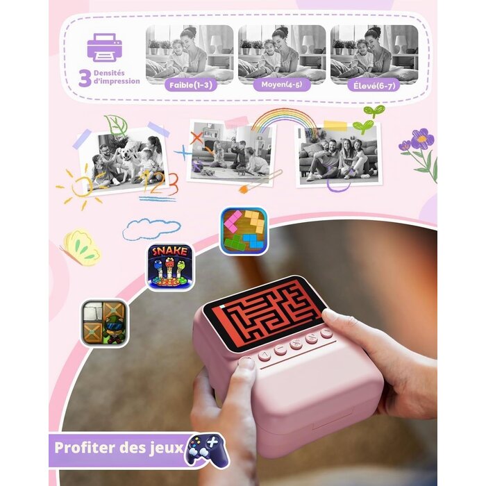 Appareil photo instantané enfant 48MP Rose - Jusqu'à 59% de réduction