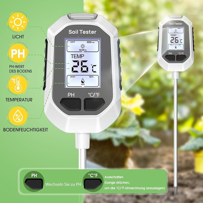 Yamron Testeur de sol 4-en-1 : pH, humidité et lumière - Jusqu'à 56% de remise