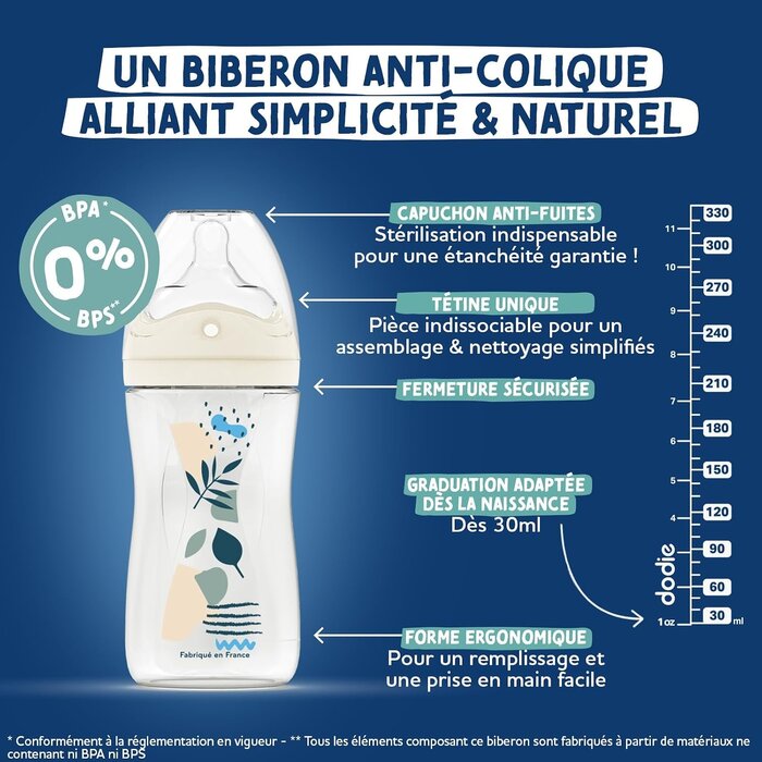 Set de 4 biberons anti-colique - Bleu - Jusqu'à -60%