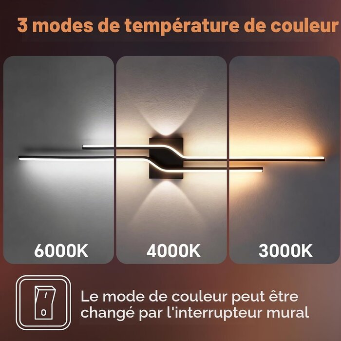 Applique Murale LED 100cm Design Noir - Jusqu'à -61% de remise