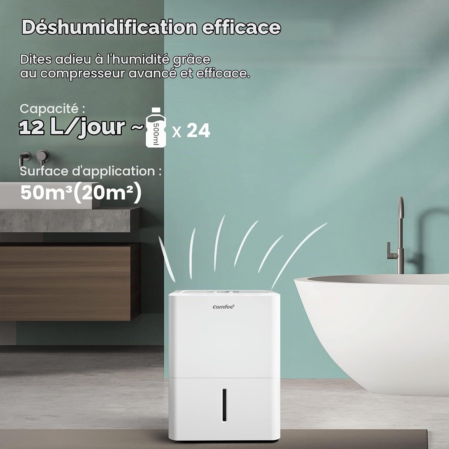 Déshumidificateur 12 L/24h pour 20 m² - Jusqu'à 35% de remise