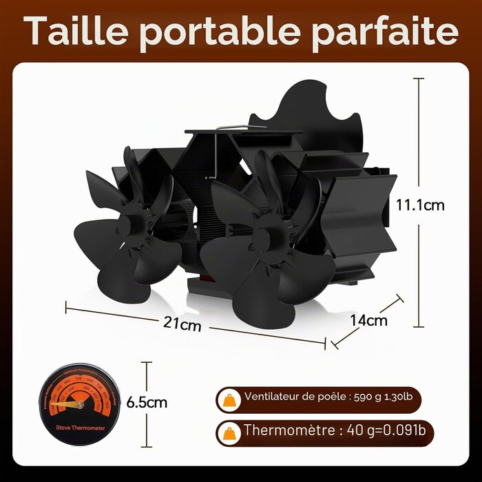 Ventilateur de poêle 12 pales magnétique - Noir - Jusqu'à -59% de réduction