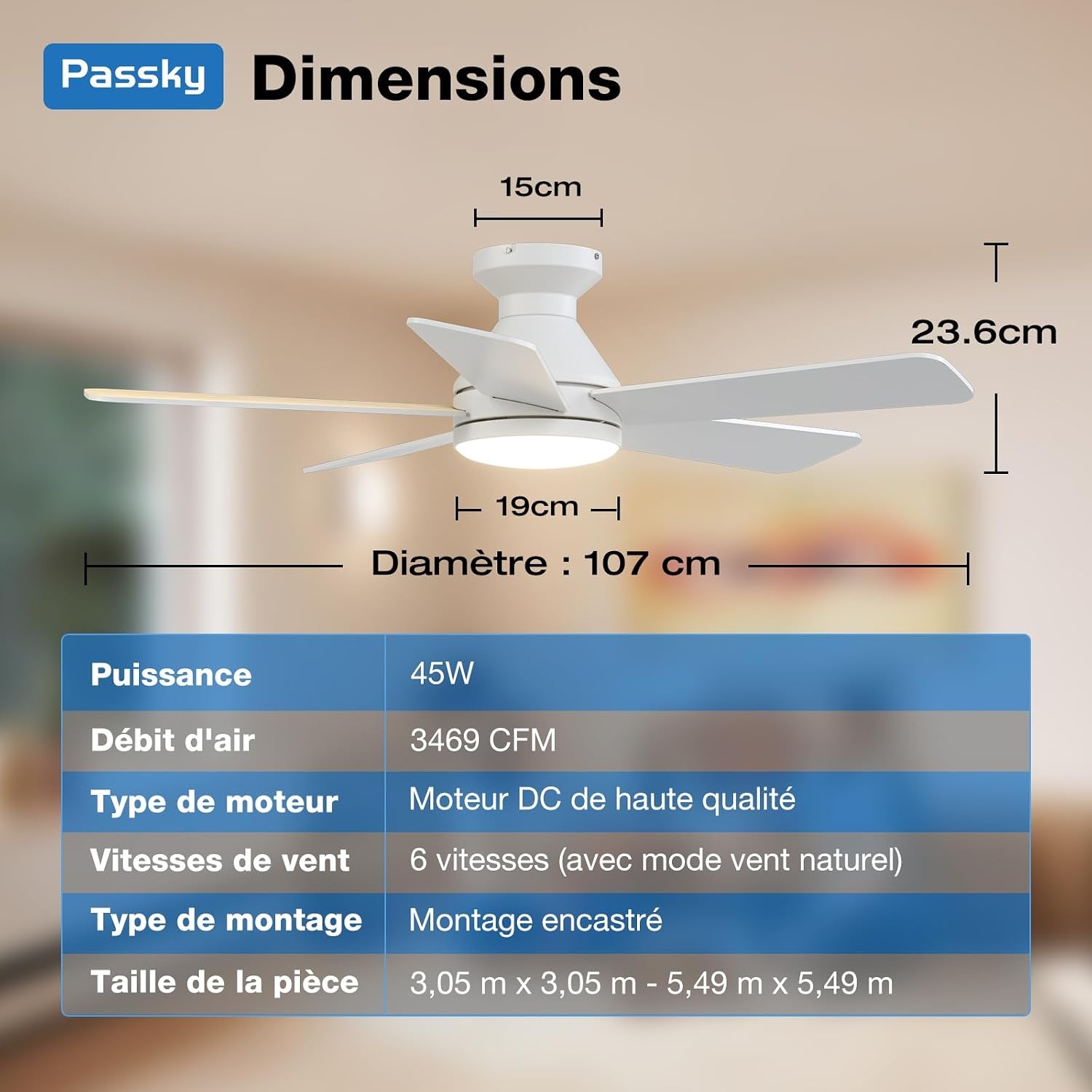 Ventilateur de plafond LED avec télécommande - Jusqu'à -30% sur votre choix