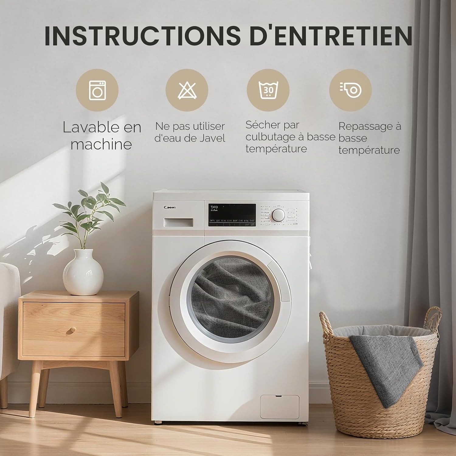 Lot de 2 rideaux occultants thermiques aspect lin gris - Jusqu'à -59%