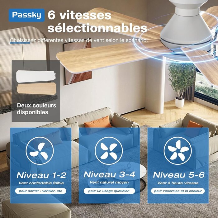 Ventilateur de plafond LED avec télécommande - Blanc - Jusqu'à -30%