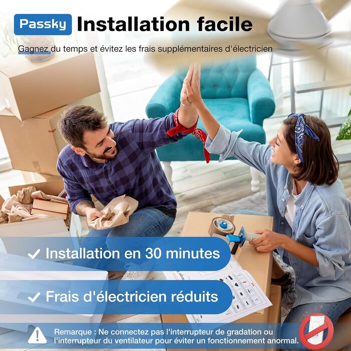 Ventilateur de plafond LED avec télécommande - Blanc - Jusqu'à -30%