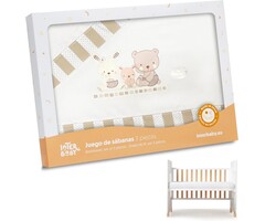 Parure de lit bébé 60x120 cm - 3 pièces - Coton motif cœurs - Jusqu'à -52%