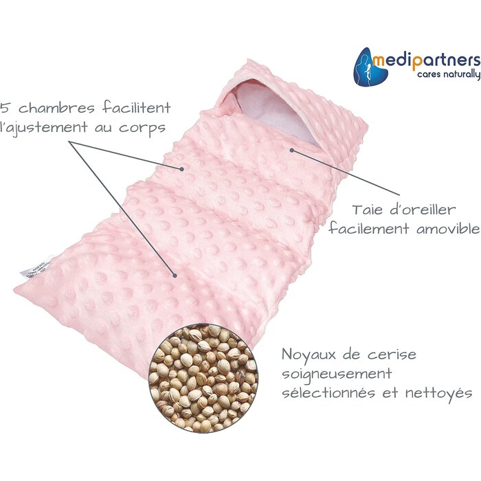 Coussin noyaux de cerises 60x20 cm - Thérapie chaud/froid - Jusqu'à -54%