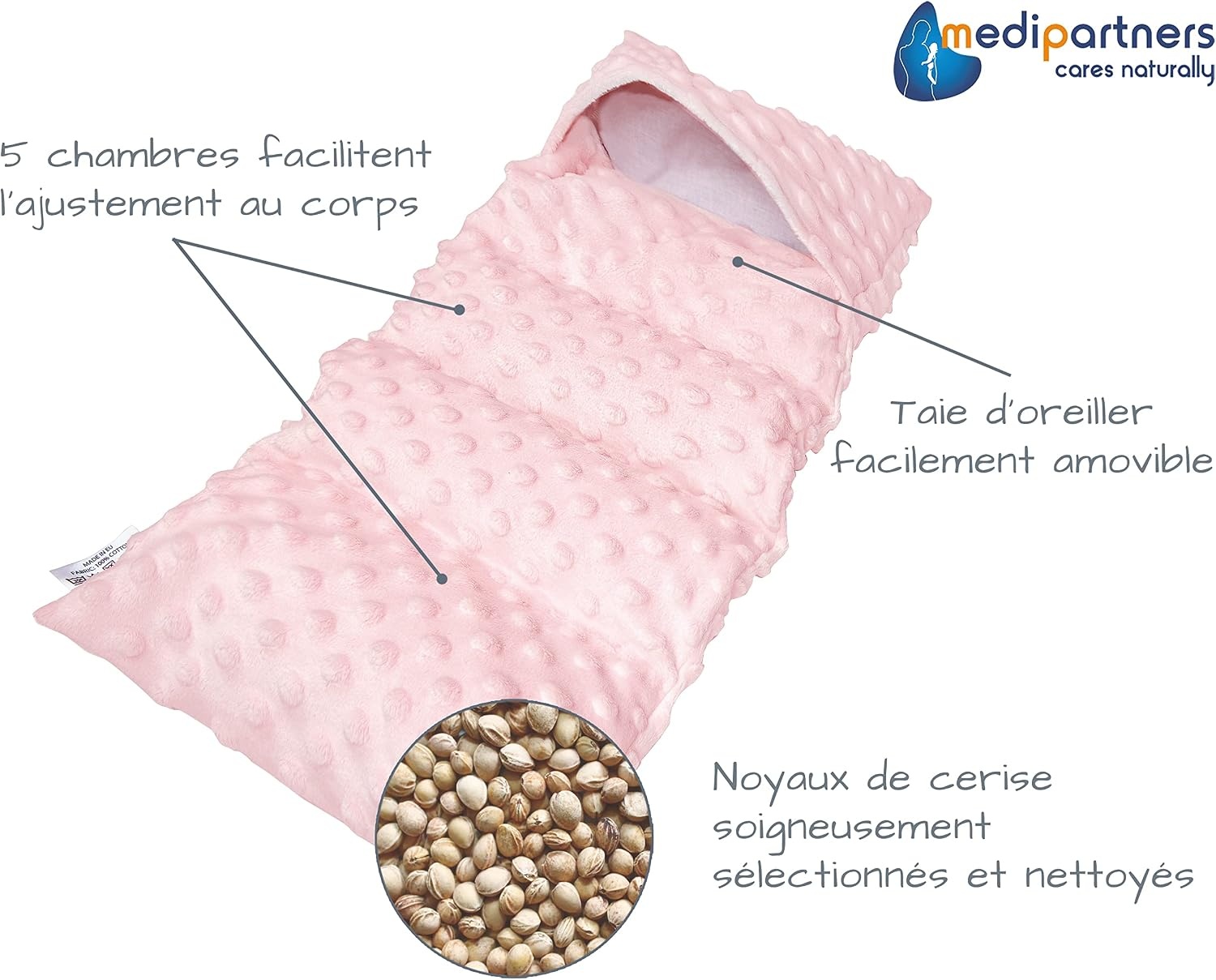 Coussin noyaux de cerises 60x20 cm - Thérapie chaud/froid - Jusqu'à -54%