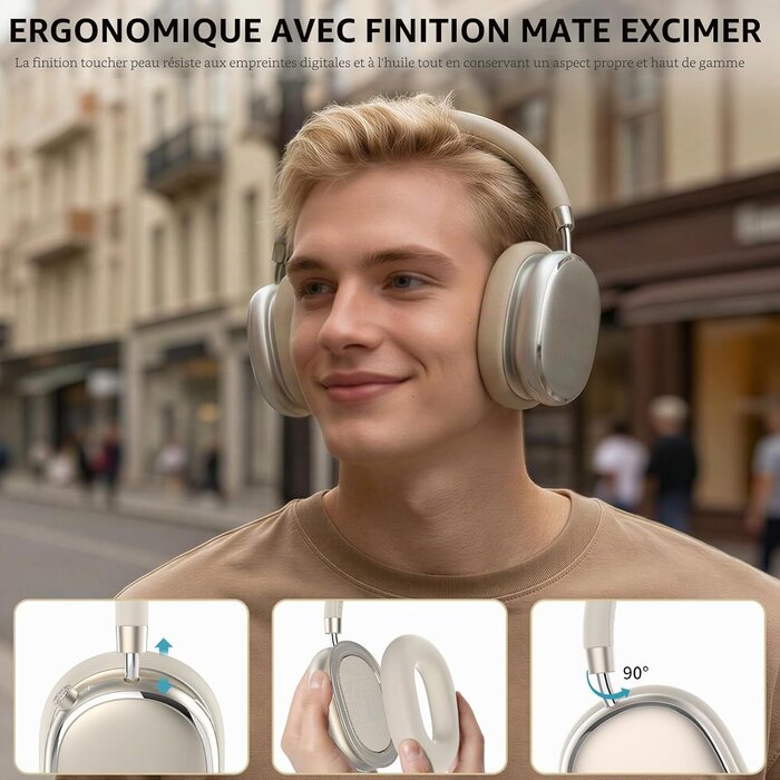 Casque Bluetooth 6.0 à réduction de bruit - 65h d'autonomie - Jusqu'à -60%