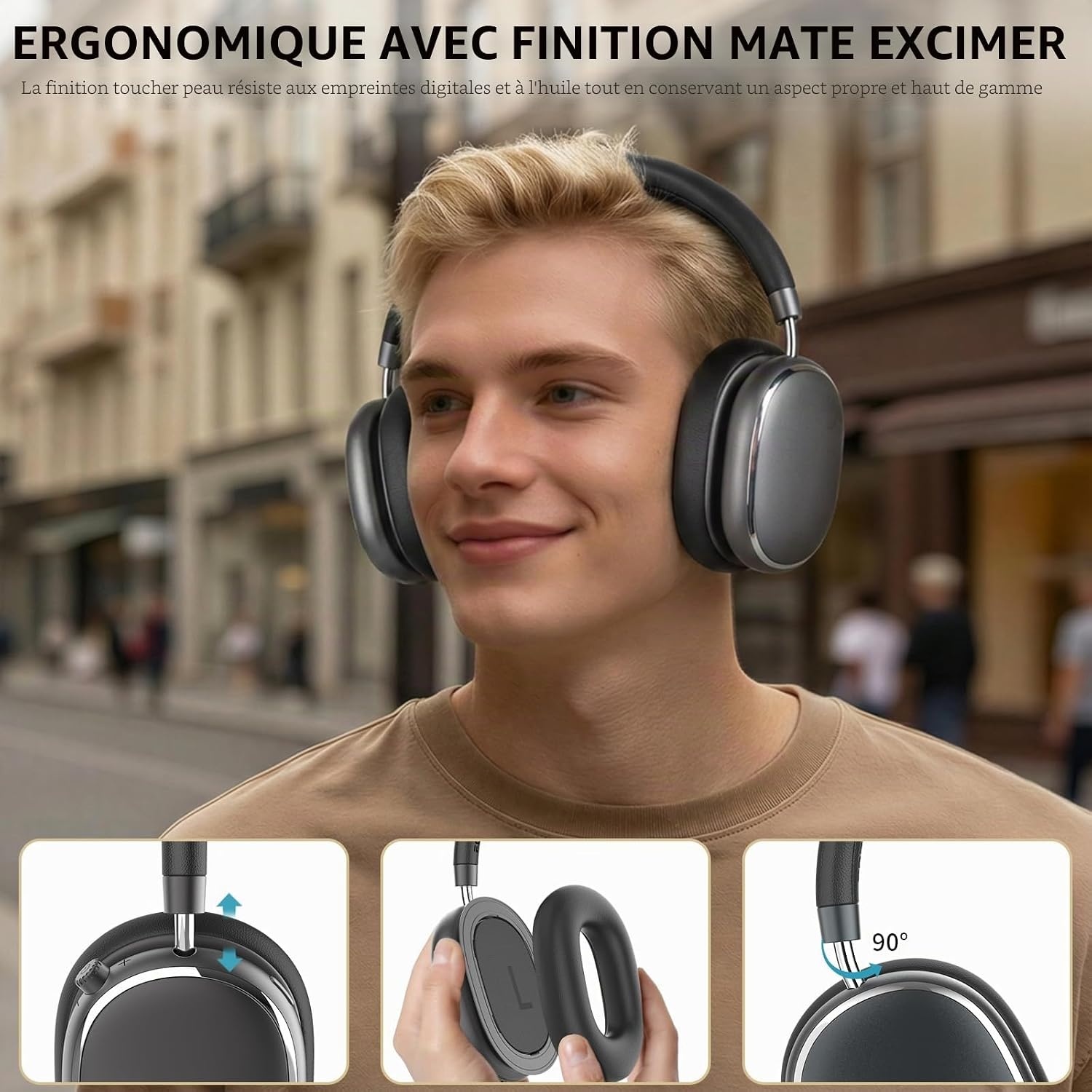 Casque Bluetooth 6.0 à réduction de bruit - 65H d'autonomie - Jusqu'à -60%