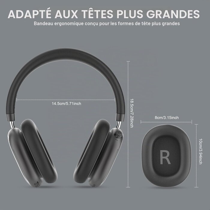 Casque Bluetooth 6.0 à réduction de bruit - 65H d'autonomie - Jusqu'à -60%