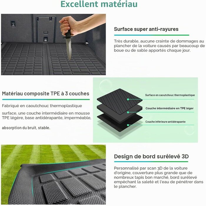 Gafat Tapis de coffre pliable pour SUV électrique - Protection premium - Jusqu'à -63%