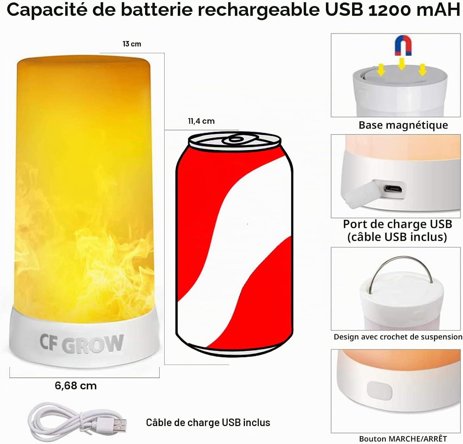 Lot de 2 Lampes LED Flamme Effet Réel - Rechargeables USB - Jusqu'à -60%