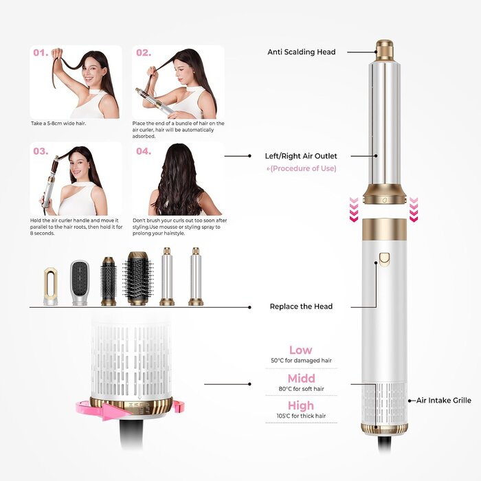 Mogawave Brosse soufflante 6-en-1 : séchage et coiffage polyvalent - Jusqu'à -62%