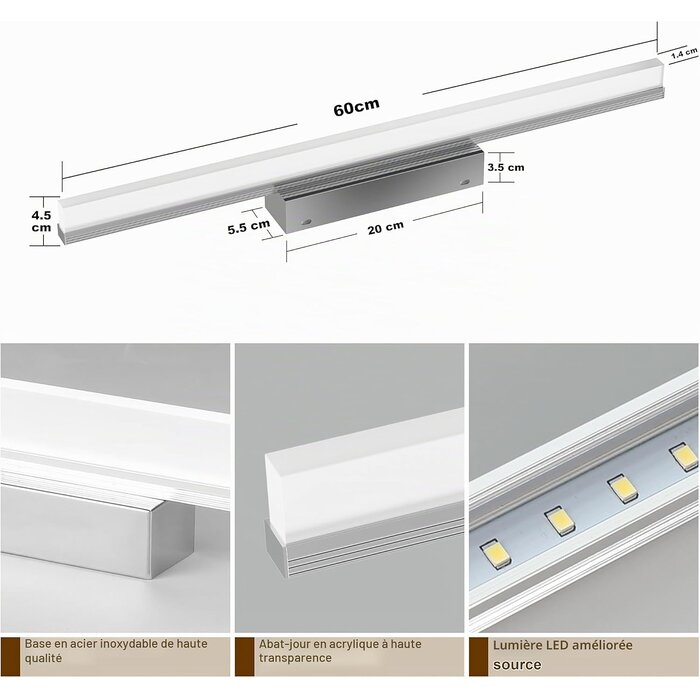 Applique LED miroir salle de bain 60cm - Jusqu'à 60% de réduction