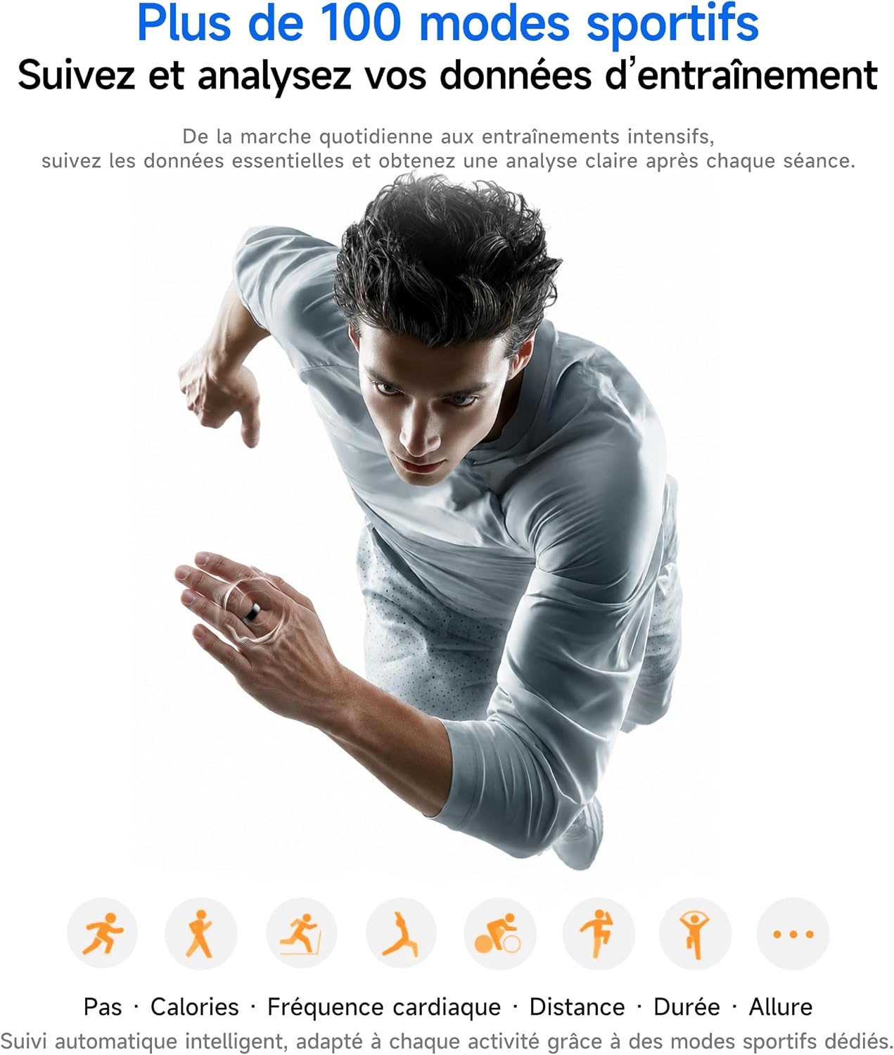Hou Bague connectée santé céramique noire - Taille 8 - Jusqu'à 61% de réduction