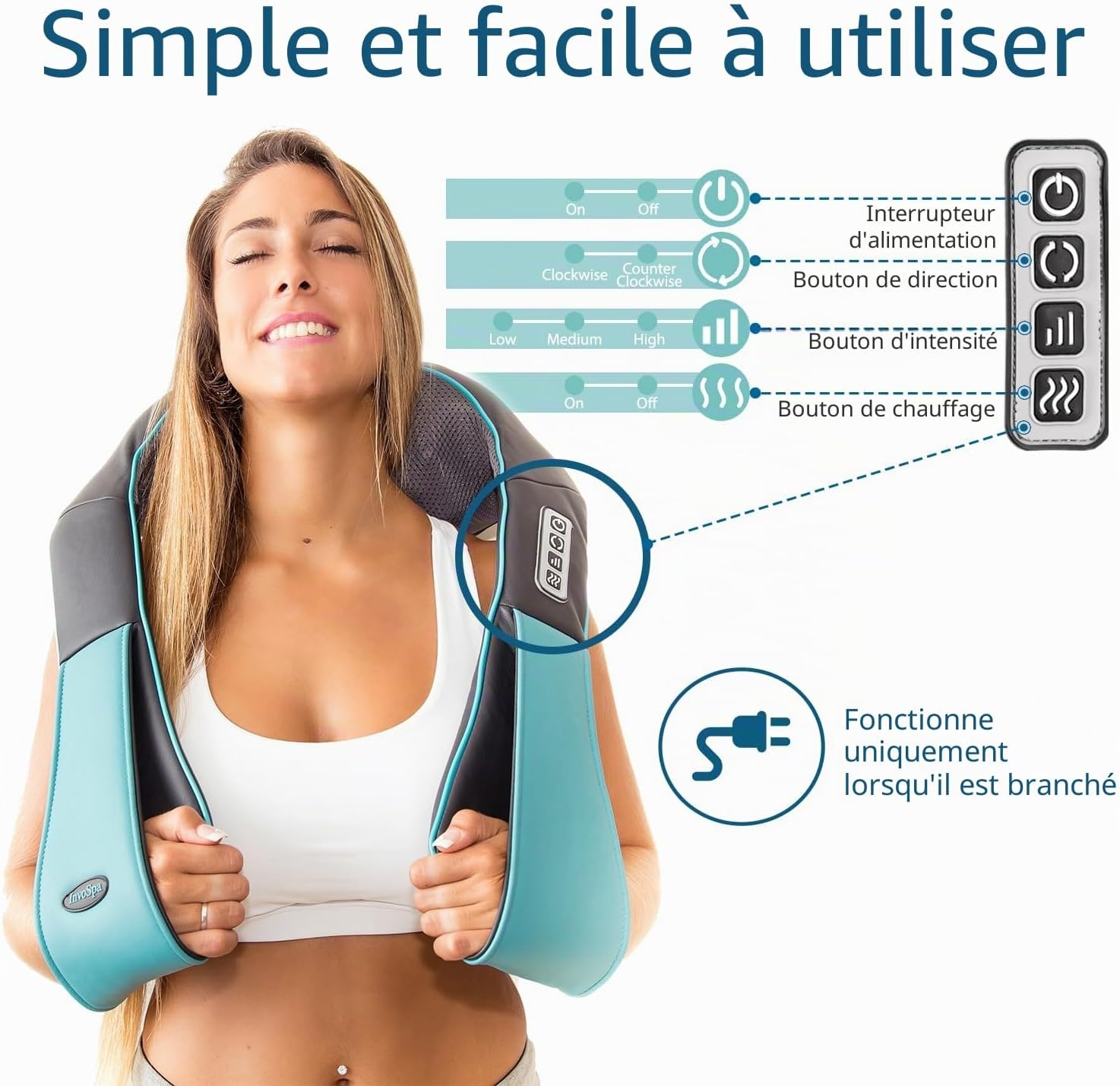 Appareil de Massage Shiatsu 3D avec Chaleur - Jusqu'à 61% de réduction
