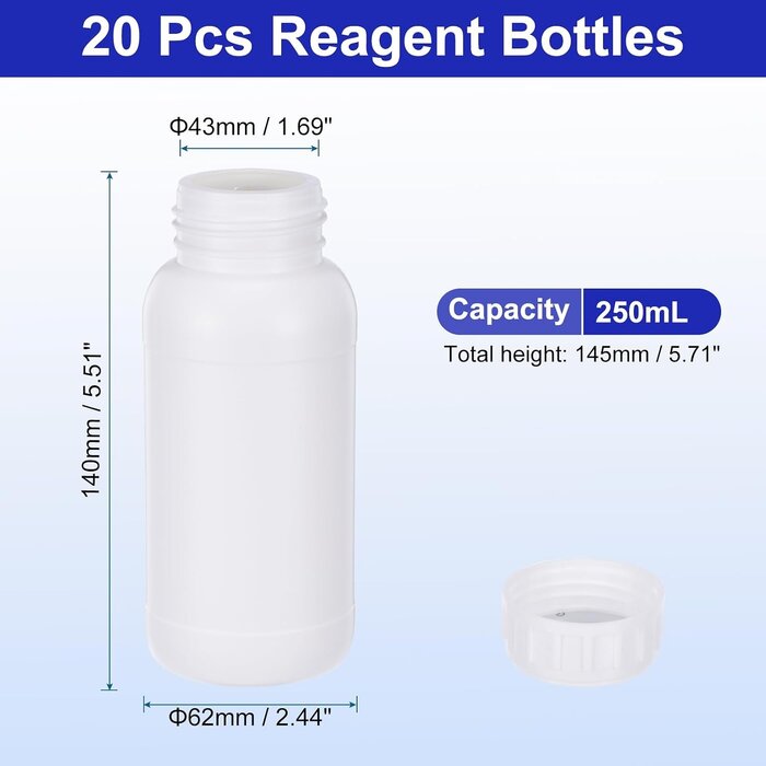 Lot de 20 flacons à réactifs 250 ml - Jusqu'à 60% de réduction