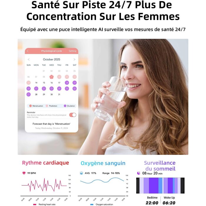 Montre connectée femme HD Bluetooth : jusqu'à 62% de réduction