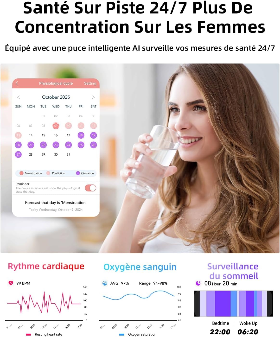 Montre connectée femme HD Bluetooth : jusqu'à 62% de réduction