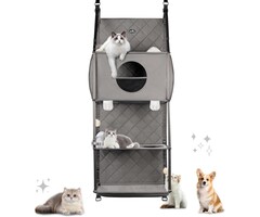 Arbre à chat mural suspendu 4 niveaux - Gris - Jusqu'à -34%