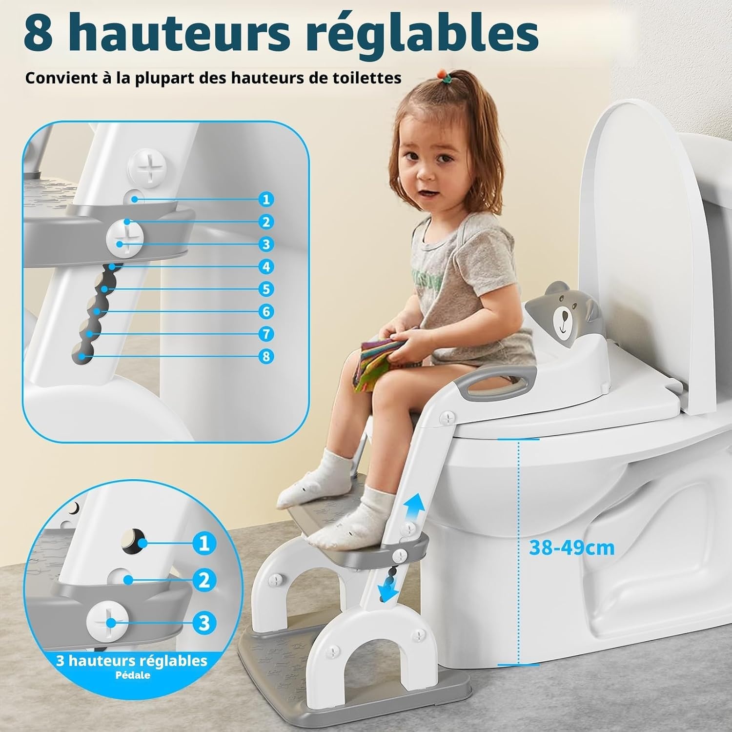 Réducteur WC 2-en-1 avec marchepied - Ajustable - Jusqu'à -60% sur l'outlet