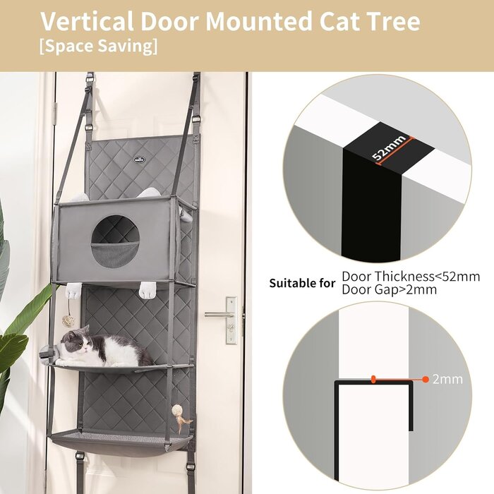 Arbre à chat mural 4 niveaux - Gris - 132 cm - Jusqu'à -34%