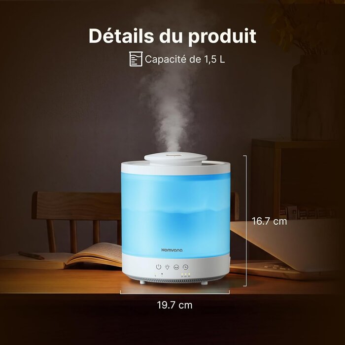 Humidificateur d'air ultrasonique 1,5L - Jusqu'à 40% de réduction
