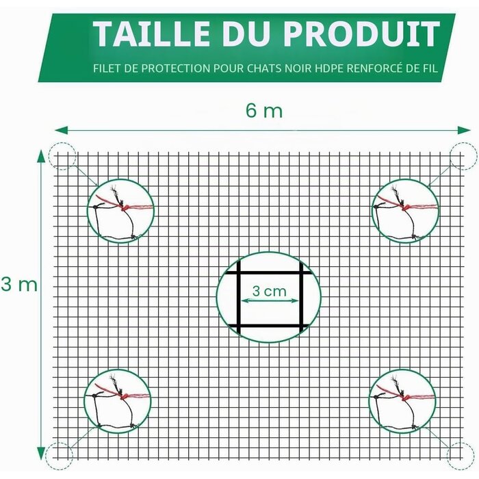Filet de protection chat renforcé 6x3m - Jusqu'à -40% sur l'outlet