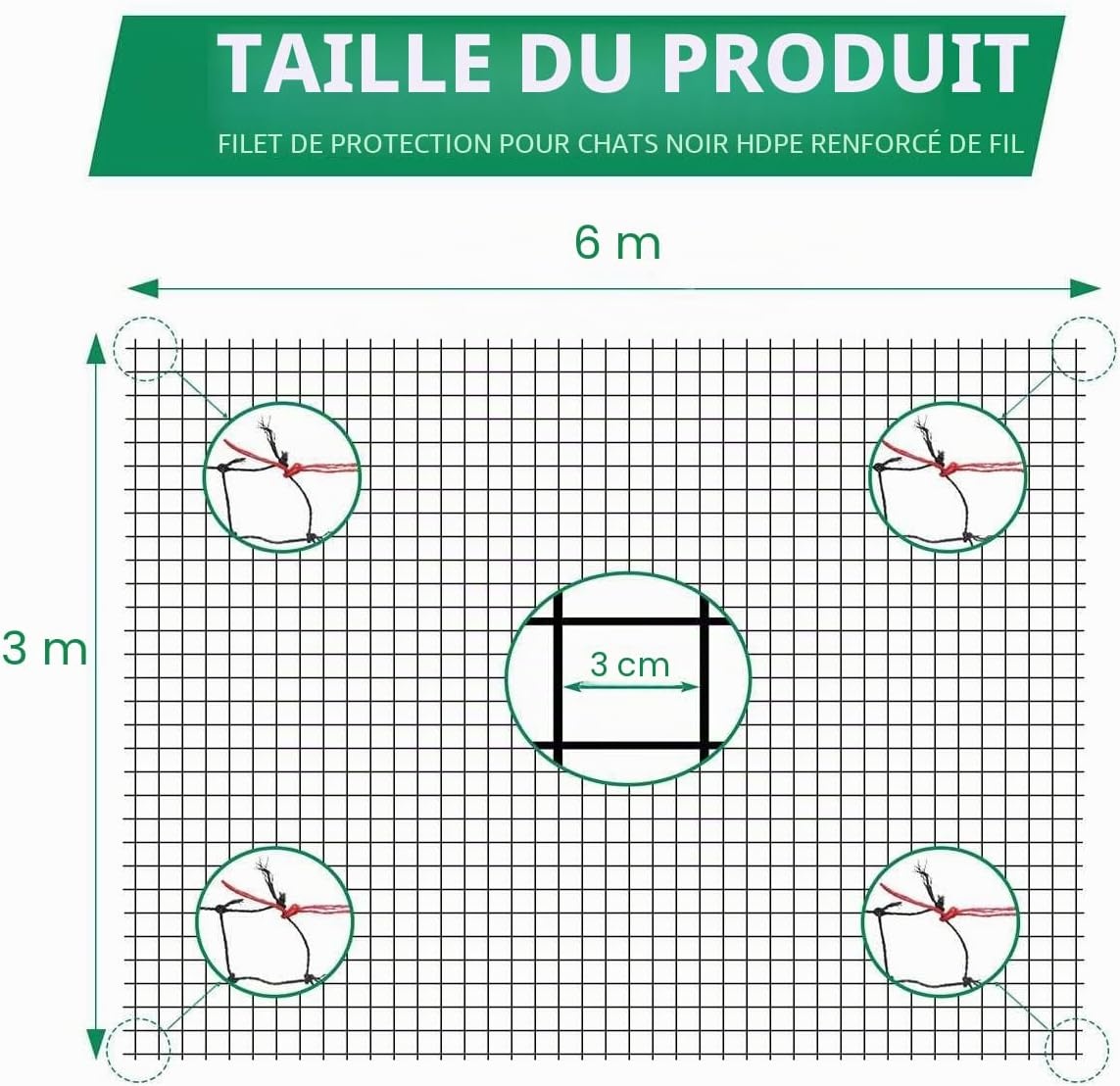 Filet de protection chat renforcé 6x3m - Jusqu'à -40% sur l'outlet