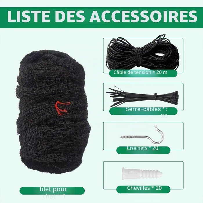 Filet de protection chat renforcé 6x3m - Jusqu'à -40% sur l'outlet