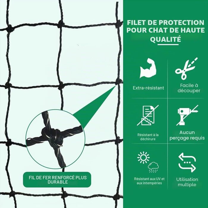 Filet de protection chat renforcé 6x3m - Jusqu'à -40% sur l'outlet